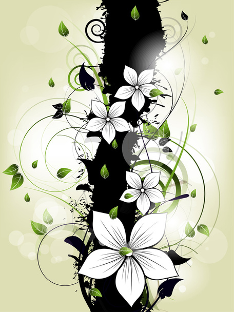 jarní květinové pozadí s květinami a víry - Vektor, obrázek