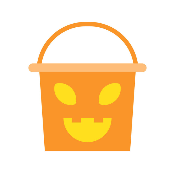 Jack o lantern emmer, Halloween gerelateerde, gevuld overzicht pictogram bewerkbaar beroerte - Vector, afbeelding