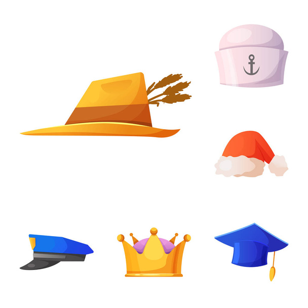 Isolated object of headgear and cap icon. Set of headgear and accessory vector icon for stock. - Vektor, obrázek