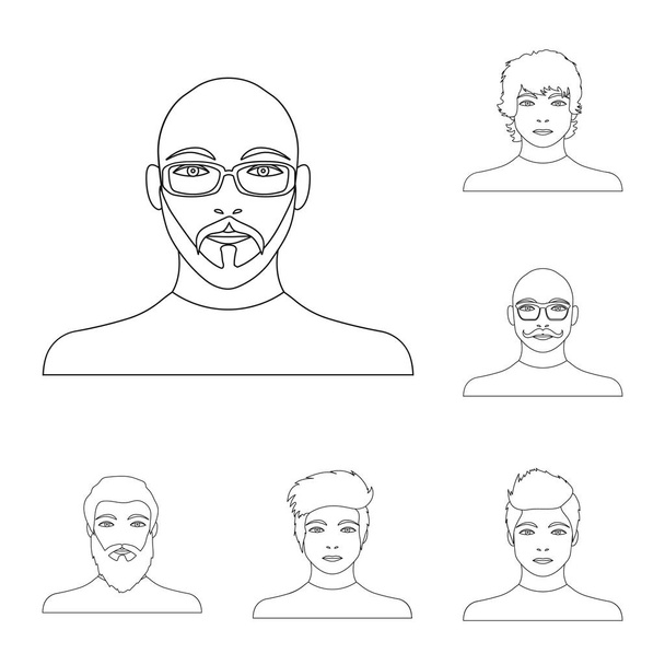Avatar and face outline icons in set collection for design. A person s appearance vector symbol stock web illustration. - Vettoriali, immagini
