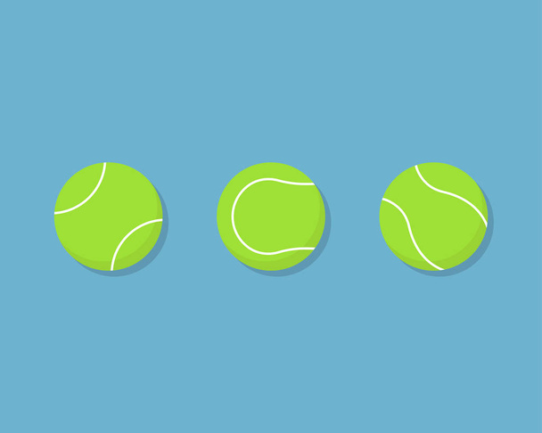 mavi arka plan üç yeşil tenis top - Vektör, Görsel