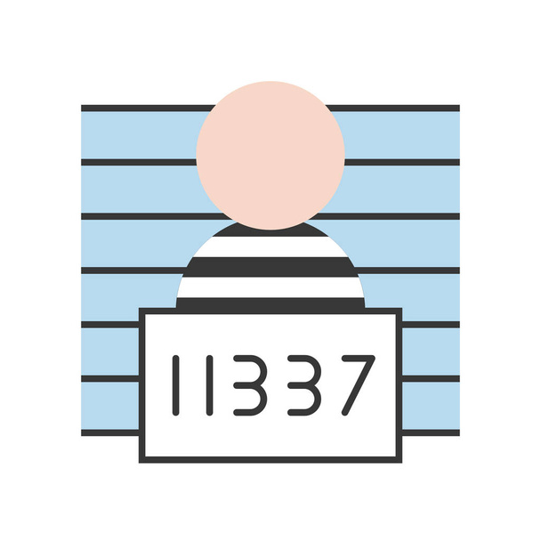simple icon of person with number sign under arrest, vector illustration - ベクター画像