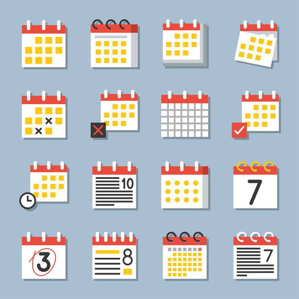 ikony kalendáře, plochý design v různých typu - Vektor, obrázek