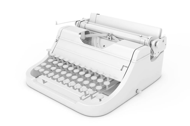 Antigua máquina de escribir retro vintage en estilo arcilla sobre un fondo blanco. Renderizado 3d
.  - Foto, Imagen