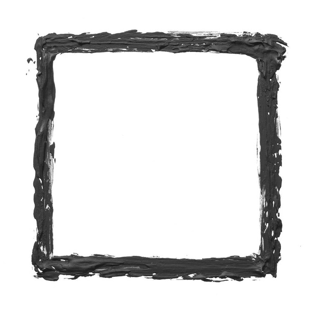 Black square drawn by gouache on a white background - Photo, Image