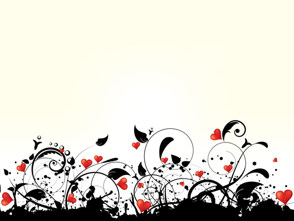 imagem do coração com fundo floral ornamental
 - Vetor, Imagem