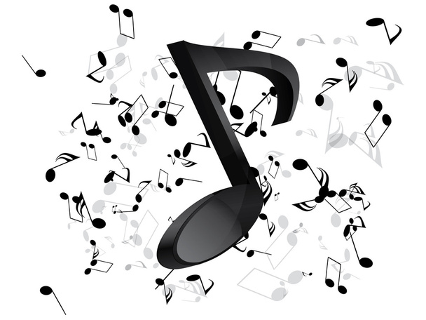 Музыкальный фон с нотами
 - Вектор,изображение