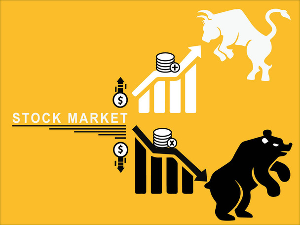 Mercato azionario su e giù con tori e orsi
 - Vettoriali, immagini