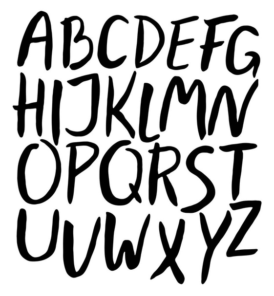 Alphabet modern design. Hand brush font, lettering style. English letters. Typeface clip art, vector illustration. Hand drawn. EPS 10 - Vektör, Görsel