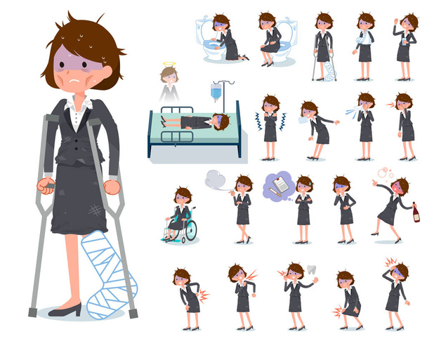 A set of bad condition women with injury and illness.There are actions that express dependence and death.It's vector art so it's easy to edit. - Vector, Image