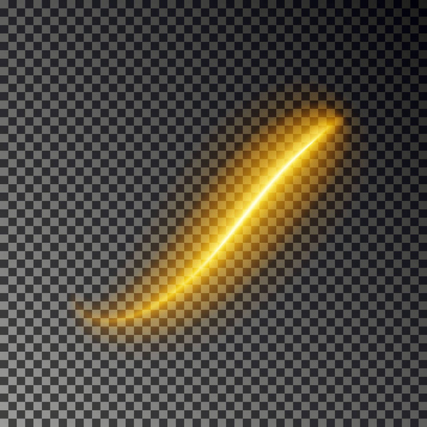 Light line effect, gold vector. Glowing light fire trace. Glitter magic swirl trail effect isolated  - Vector, Imagen