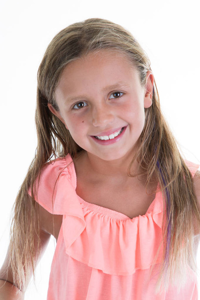 pretty smiling beauty girl tan in pink summer dress - Zdjęcie, obraz