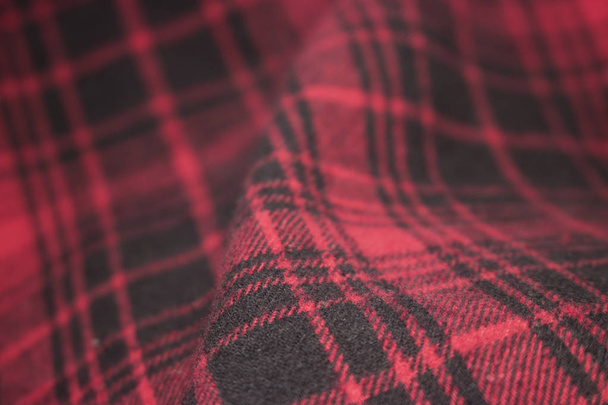 Piros kocskás szövet szövet tartan ruházat textil - Fotó, kép