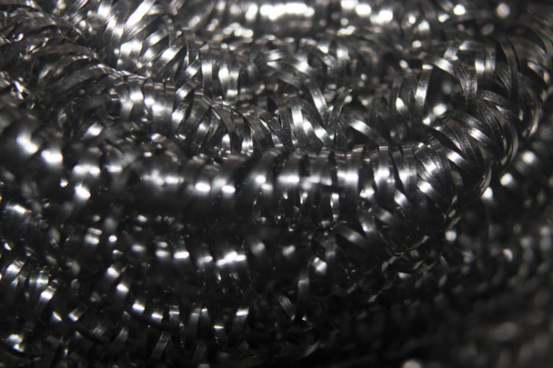 Primer plano de una almohadilla de fregar foto de plata de acero inoxidable
 - Foto, imagen