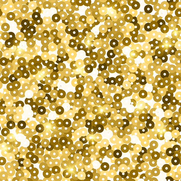 Glitzern nahtlose Textur. bewundernswerte Goldpartikel. endlose Muster aus funkelnden Pailletten. beaut - Vektor, Bild