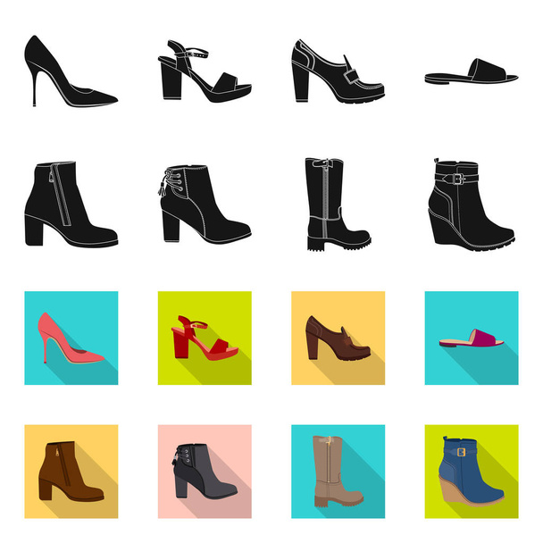 Vector design of footwear and woman symbol. Collection of footwear and foot vector icon for stock. - Вектор,изображение