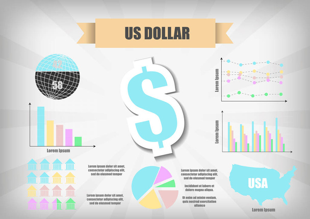 Вектор: графік Інфографіка долара США - Вектор, зображення