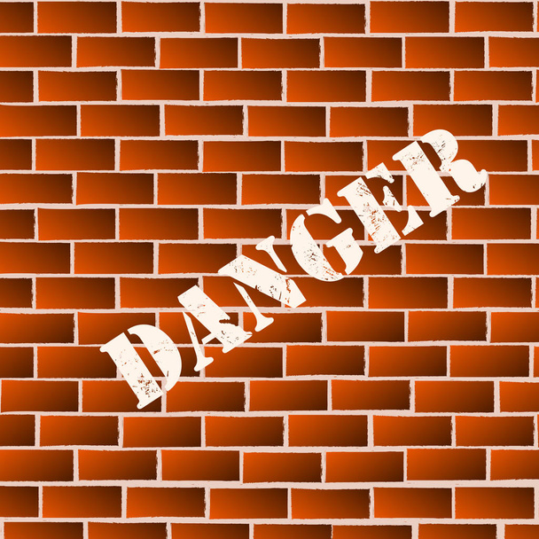 Vecteur : Danger peint sur un mur de briques
 - Vecteur, image