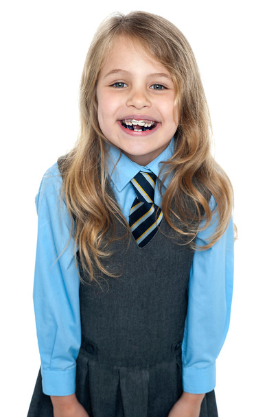Cheerful school girl - Fotoğraf, Görsel