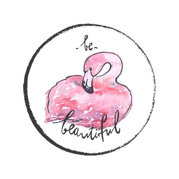 Vector illustration. Pink flamingos. Print design. Logo element. - Vector, imagen