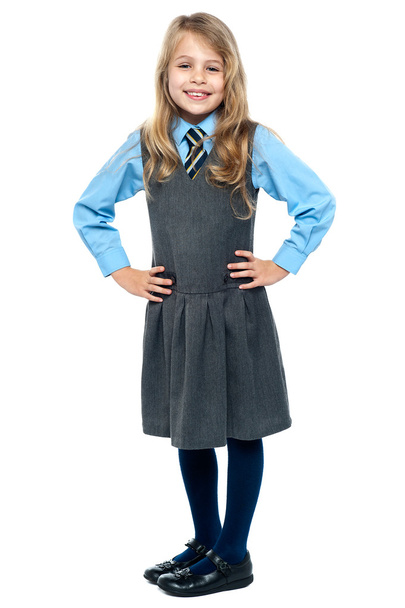 Portrait of a cute little schoolgirl - Foto, Imagem