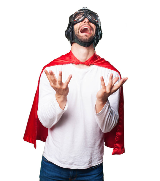 vihainen supersankari huutaa eristetty valkoisella taustalla
 - Valokuva, kuva