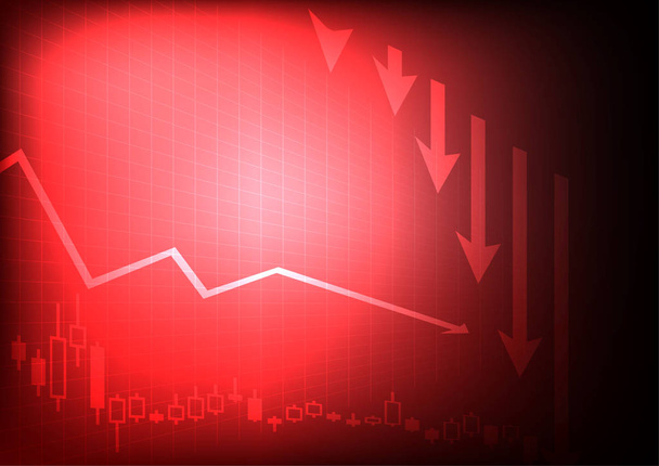 Vektor: Snížení obchodní graf na červeném pozadí - Vektor, obrázek