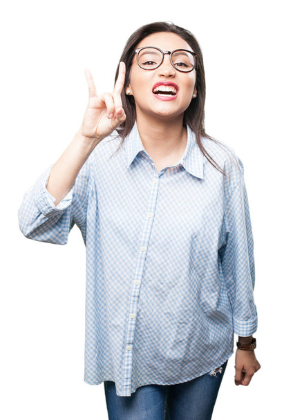 asiatico donna fare rock gesto isolato su bianco sfondo
 - Foto, immagini
