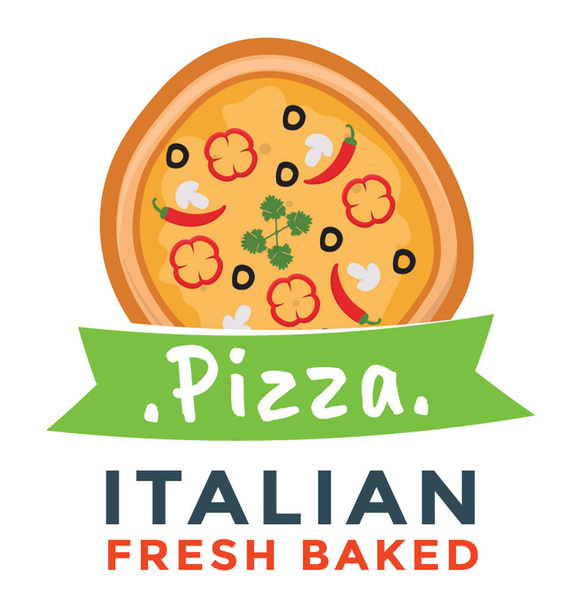 Italian pizza logo design of a pizza restaurant - Vektör, Görsel