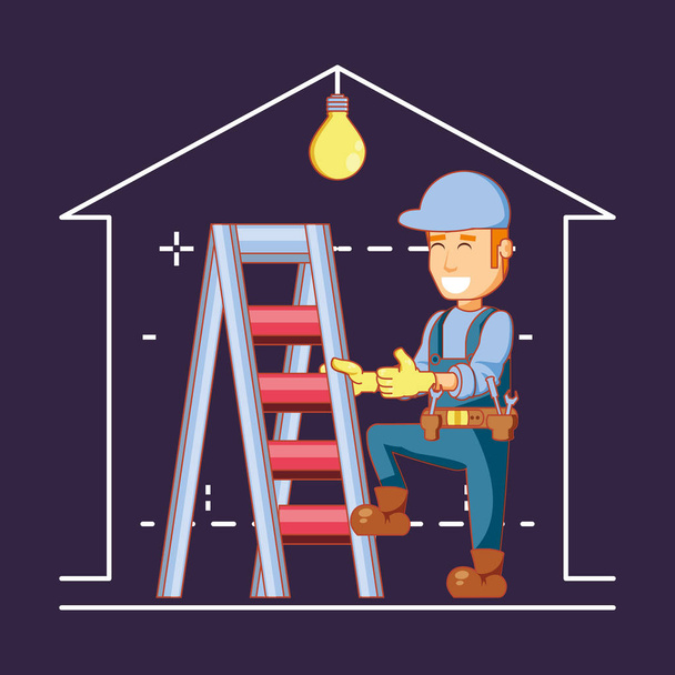caractère constructeur avec des icônes de réparation de maison
 - Vecteur, image