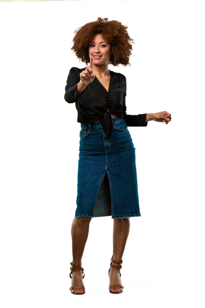 full body afro woman showing number one - Photo, Image