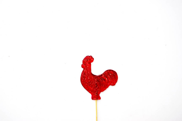 multicolored, different sweets, lollipops on a white background. Copy space. sweets concept, top view - Foto, afbeelding