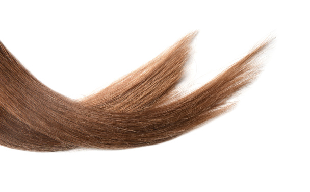 Locks of healthy brown hair on white background - Φωτογραφία, εικόνα