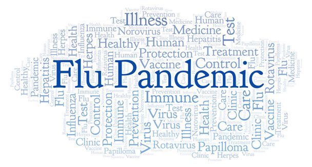 Nube de palabras pandémicas contra la gripe, hecha solo con texto
 - Foto, Imagen