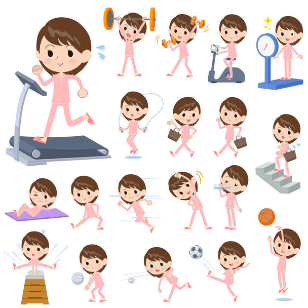 Egy sor, a beteg nők, a testmozgás és a sport. Vannak különböző műveletek, hogy mozog a test egészséges. It's a vektor art, így könnyű szerkeszteni. - Vektor, kép