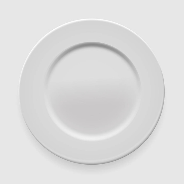 Порожня біла кругла тарілка на світлому тлі для вашого дизайну. Векторна ілюстрація
 - Вектор, зображення