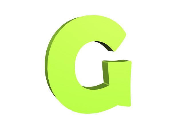 3D-Darstellung des grünen Textes g - Foto, Bild