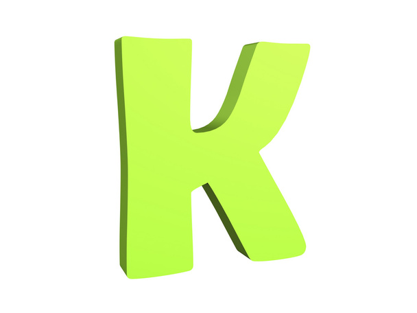 rendering 3D del testo verde K
 - Foto, immagini