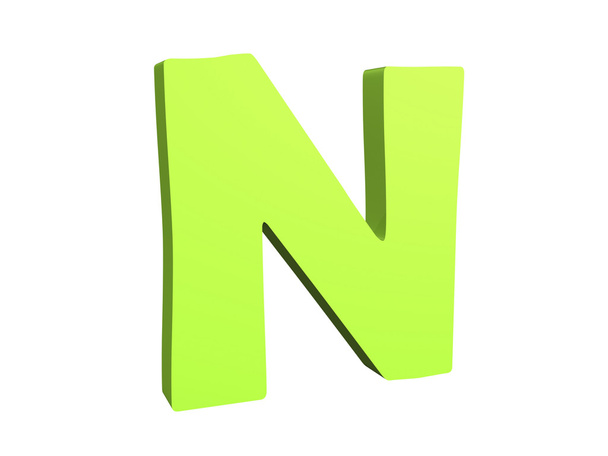3D render van de groene tekst n - Foto, afbeelding