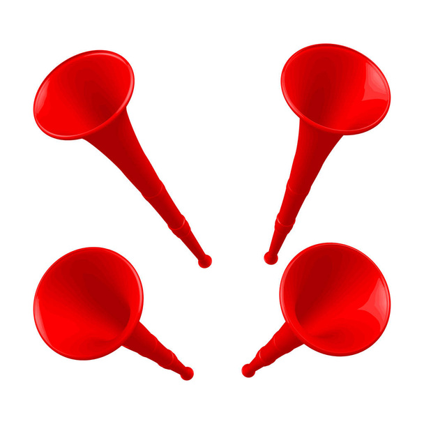 A set of red vuvuzel. Vuvuzels isolated on a white background. Vector illustration - Vector, Image