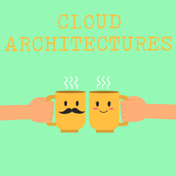 Tekst schrijven Cloud Architectures. Bedrijfsconcept voor diverse technische databanken Softwaretoepassingen - Foto, afbeelding