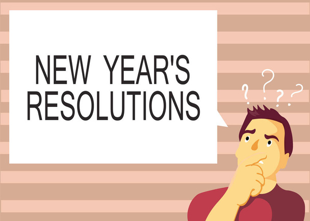 Signo de texto que muestra Año Nuevo s es Resoluciones. Lista de cosas para lograr o mejorar Lista de cosas para lograr o mejorar
 - Foto, Imagen
