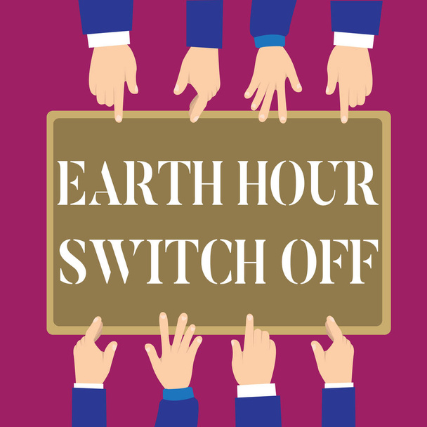 Zápis poznámky předváděl Earth Hour Switch. Obchodní fotografie představí The Lights Out události roční pohyb Planet den - Fotografie, Obrázek