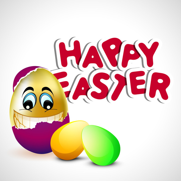 Happy Easter background with smiling egg. - Vektor, obrázek