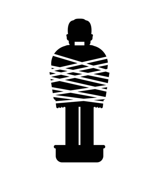 Icono de víctima de la mafia. Hombre atado con soga Zapatos de cemento. pelvis con hormigón. presa gángster
 - Vector, Imagen