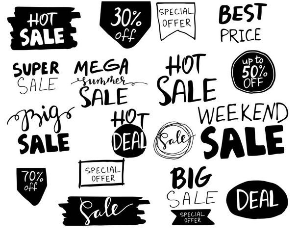 Sale. Hand drawn word tag - Vektor, kép