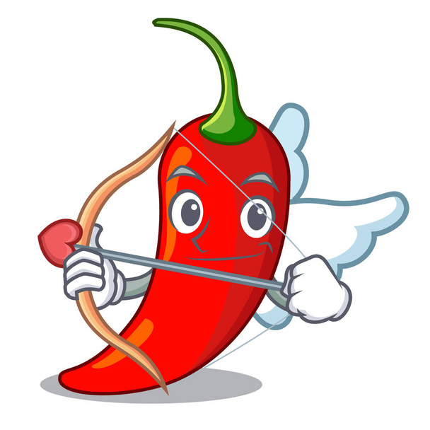 Cupid cartoon red hot natural chili pepper - Vektör, Görsel