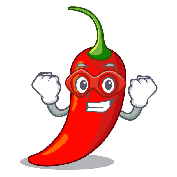 Super hero character red chili pepper for seasoning food - Вектор,изображение