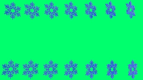 Абстрактная трехмерная форма синего несколько снежинок вращается вокруг своей оси вращения с пустым пространством для содержания 4k, изолированных на зеленом фоне
 - Кадры, видео