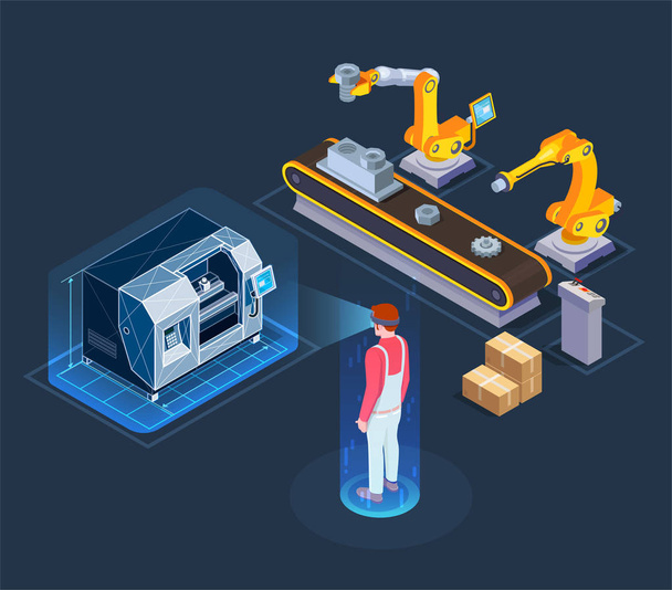Industrial Augmented Reality Isometric Composition  - Vector, Image